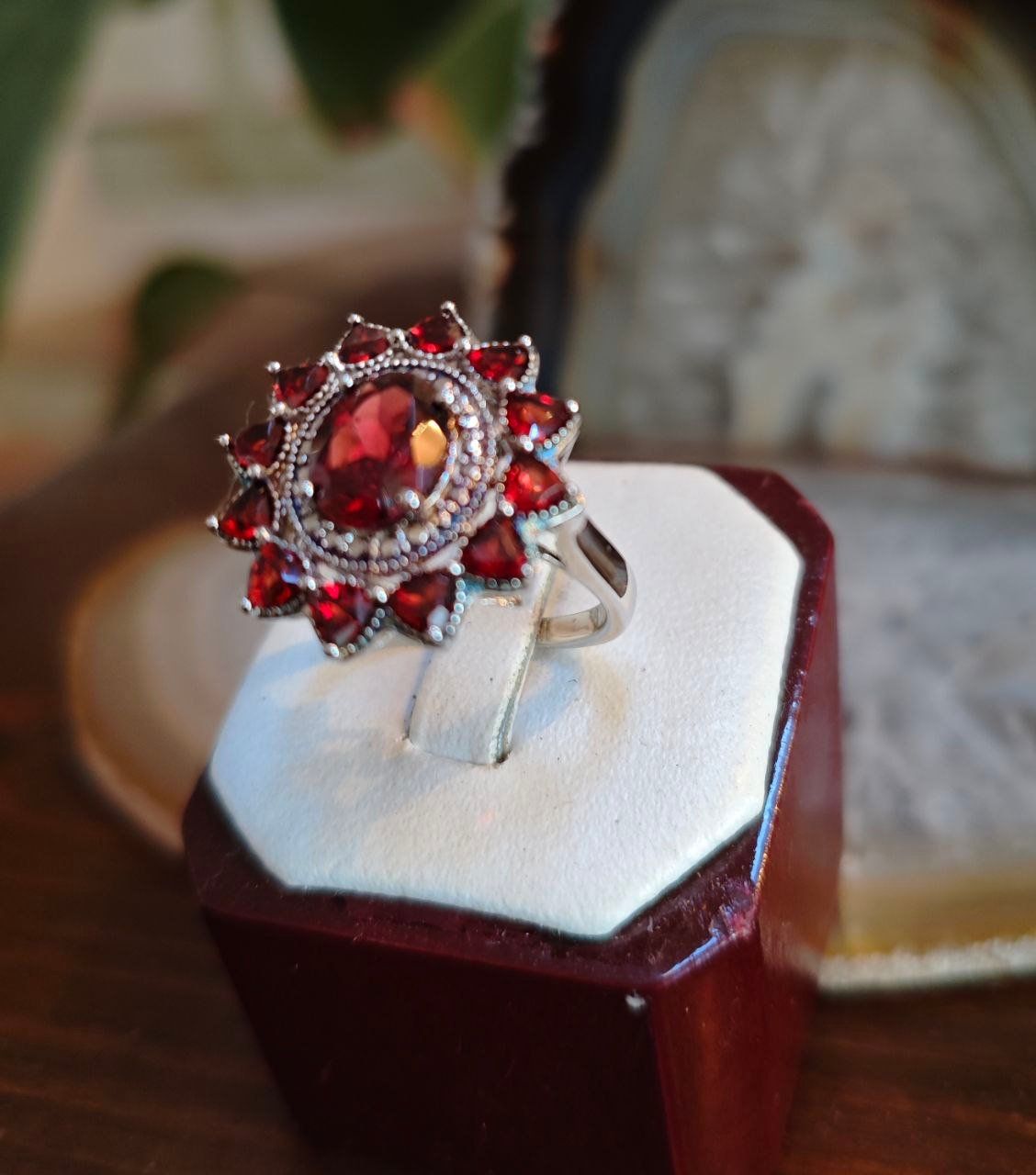 Anelli: ECHTGRANATST.RING ST.S.925° DM18, HANDARBEIT STEIN 3,5CARAT – Nuovo (secondo la descrizione) da Weiningen ZH venduto da actera 1