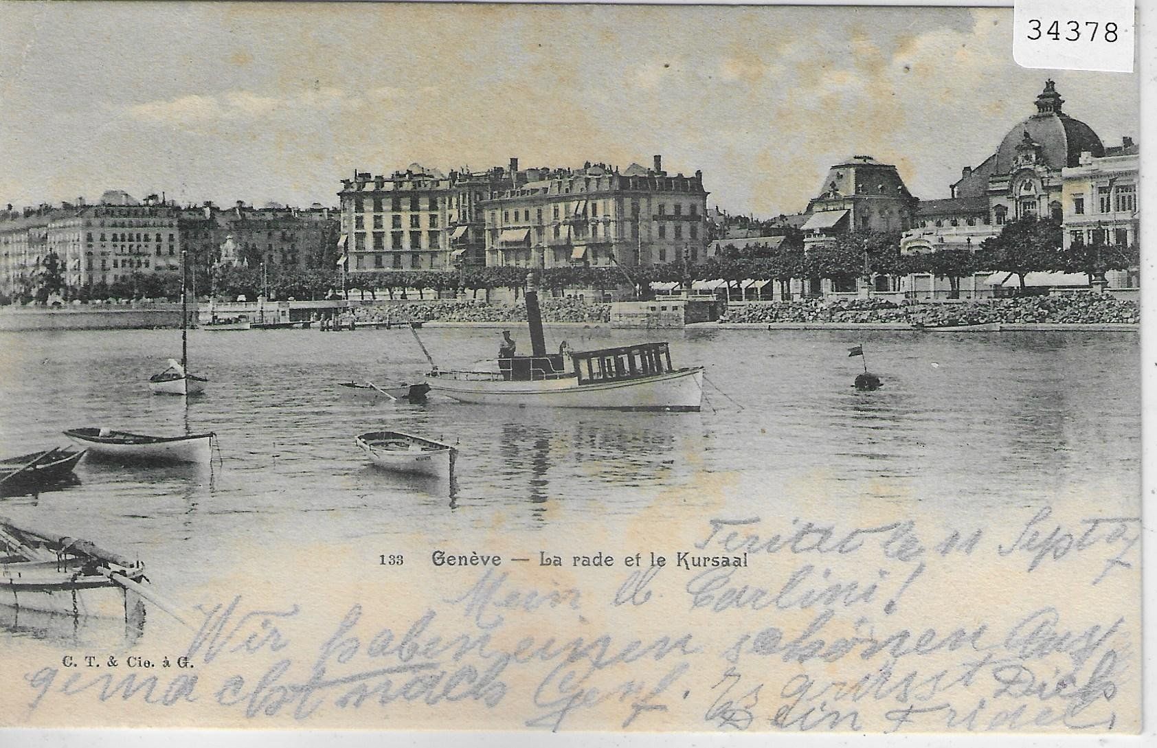 Ansichtskarten: Geneve - La rade et le Kursaal - Dampfer – Gebraucht aus Ettingen von Kartenplanet