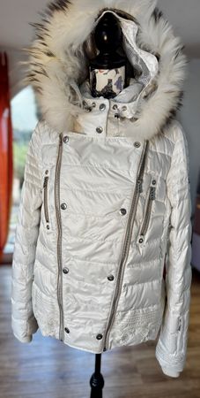 Bogner Women's Down Padded Jacket, Size 40, White, Fur Hood