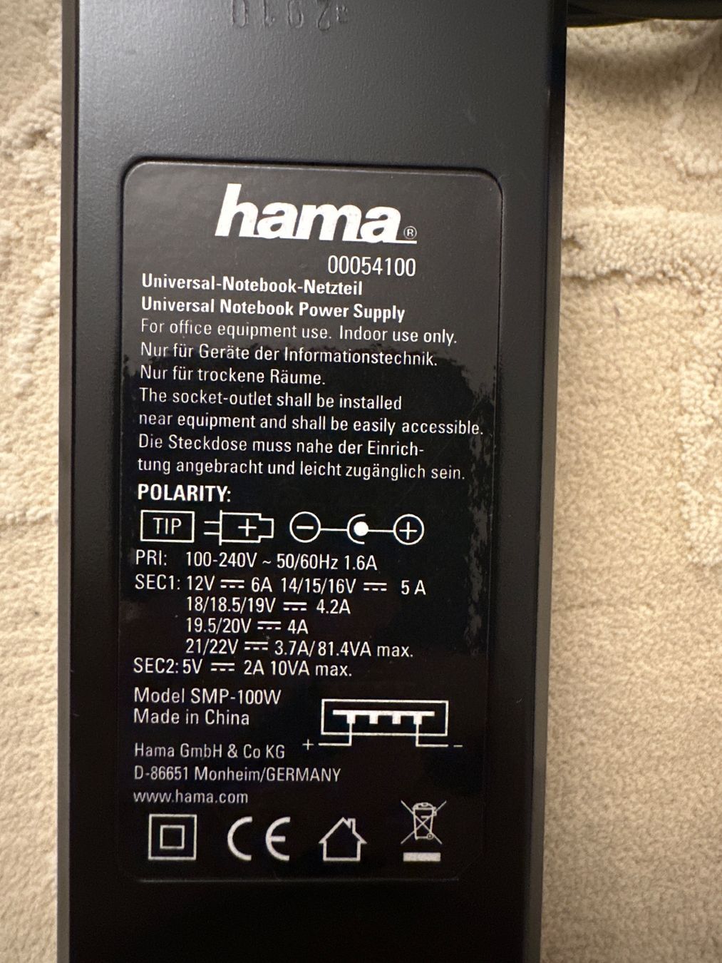 Caricabatterie: Hama Universal-Netzteil 100W - Top Zustand! – Usato da Ebikon venduto da zrg_vv7h 1