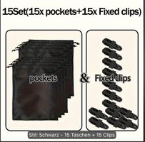 15 Sandsäcke mit 15 Clips schwarz 28x20 cm neu