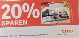 Gutschein 20%Rabatt Cewe Fotosortiment photo.coop.ch
