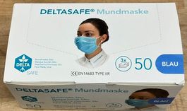 32 x 50 Stk. DELTA-DELTASAFE Atemschutzmaske 3-lagig Blau