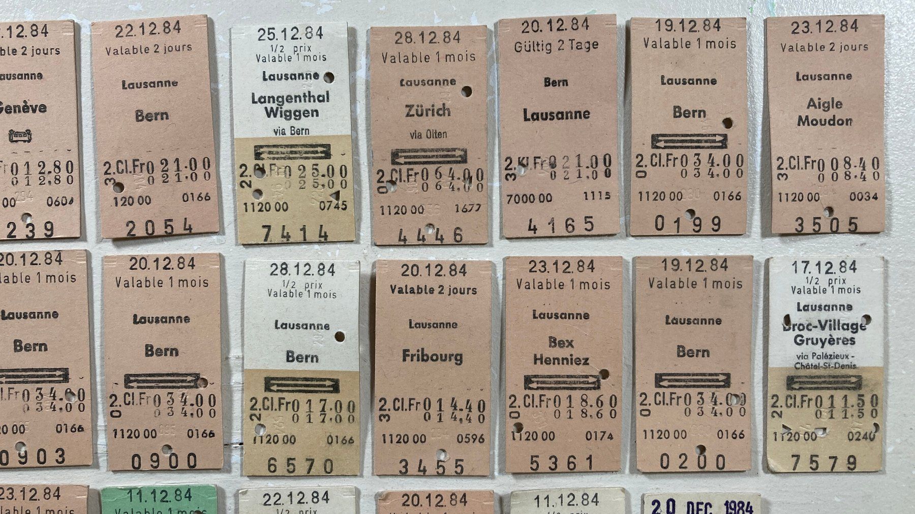 Biglietti: Lausanne, 29 Edmondsonsche Bahn Billette, SBB, 1984 – Usato da Lenzburg venduto da fh1 2