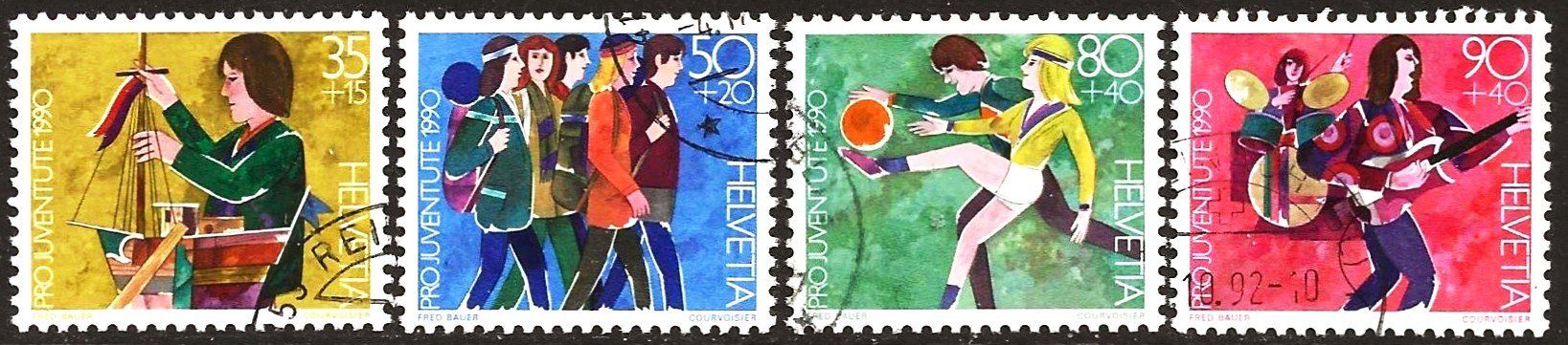 Tutti i francobolli: Satz Pro Juventute 1990 Jugend-Freizeit entwertet – Usato da Lenk im Simmental venduto da Ruedauph