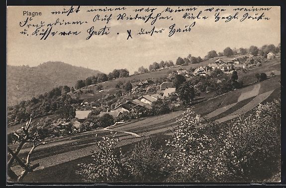 Cartes postales: AK Plagne, Gesamtansicht mit Feldern – D'occasion à Berlin par bartko-reher