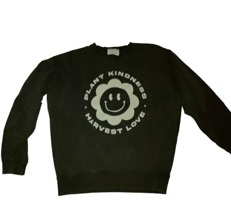 Schwarzer "Plant Kindness" Herbst-Pullover, Grösse M