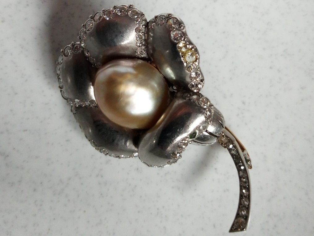 Spille & Fermagli: Ansteckbroche silber mit echter Perle – Usato da Landquart venduto da MariaMagna