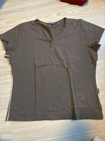 T-Shirt Cutting Edge Brown V-Neck Cotton Blend Size M