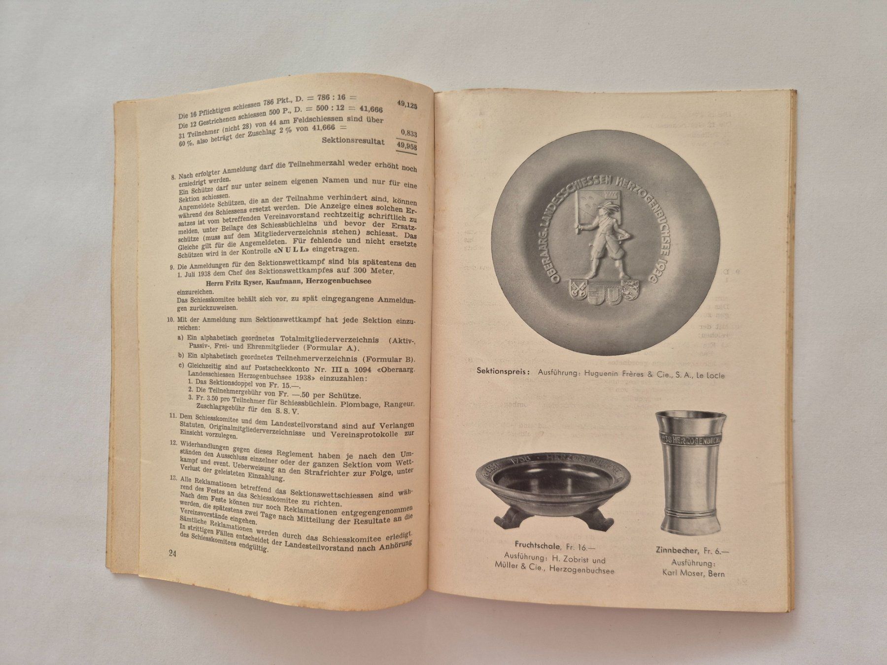 Bücher: Oberaarg. Landesschiessen Herzog-Buchsee 1938 Programm – Gebraucht aus Langendorf von zvonu161 4