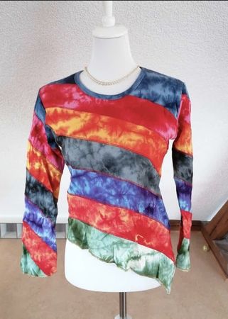 Boom Baba Shirt, Grösse S/M, Langarm, Batik-Optik, asymetrie
