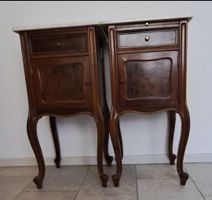 2 französische Nachttische mit Marmorplatte  Louis XV Styl