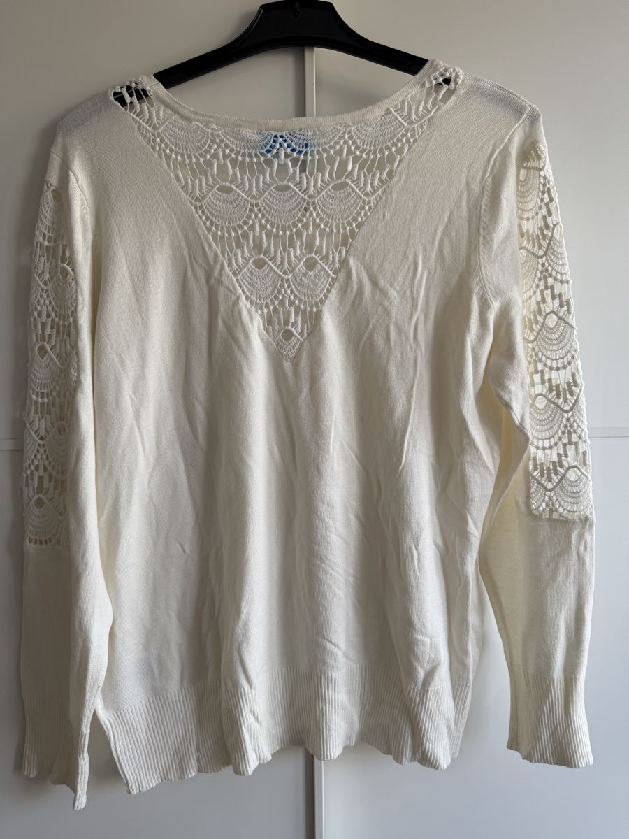 Maglioni & Felpe: Pfeffinger Pullover, Gr. 44, creme weiss, Spitze, Top! – Nuovo (secondo la descrizione) da Winterthur venduto da marisole4 5