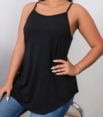 TOP MIT SPAGHETTITRÄGER - SCHWARZ - GRÖSSE 46 / 1XL - NEU