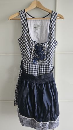 Nur einmal getragenes Marjo Dirndl blau-weiss kariert, Gröss