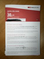 SBB Halbtax 30.- Coupon Gutschein neu