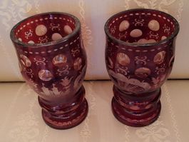 2 Antike Böhmische Glaskelche
