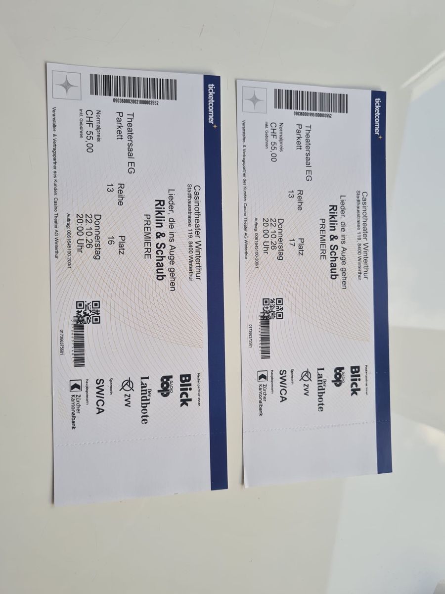 Tickets: Premiere Tickets  – Neu und originalverpackt aus Ebmatingen von Precon