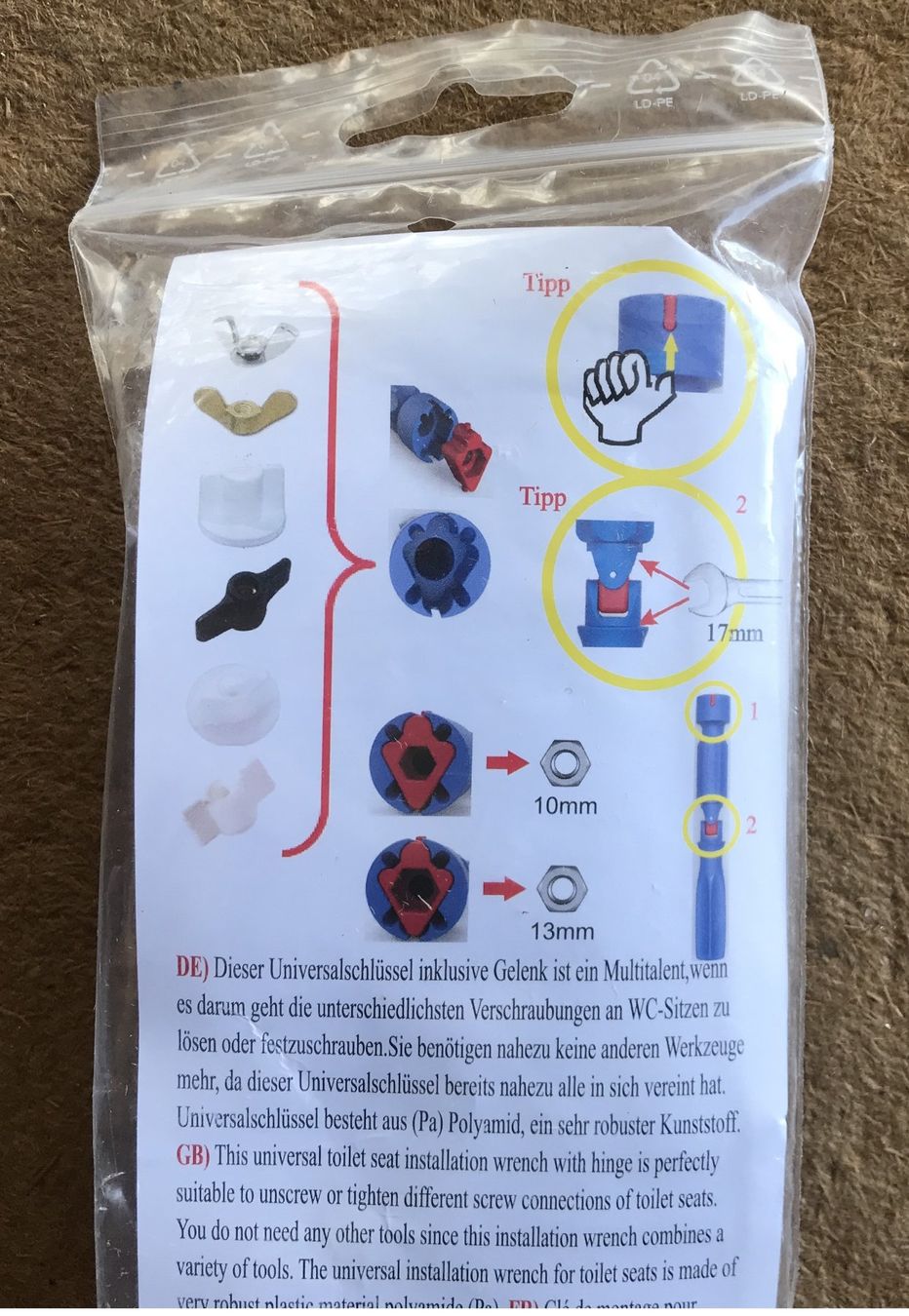 WC: WC-SITZ MONTAGESCHLÜSSEL NEU & ORIGINALVERPACKT – Nuovo e nell'imballaggio originale da Ostermundigen venduto da Wyatt-Earp 2