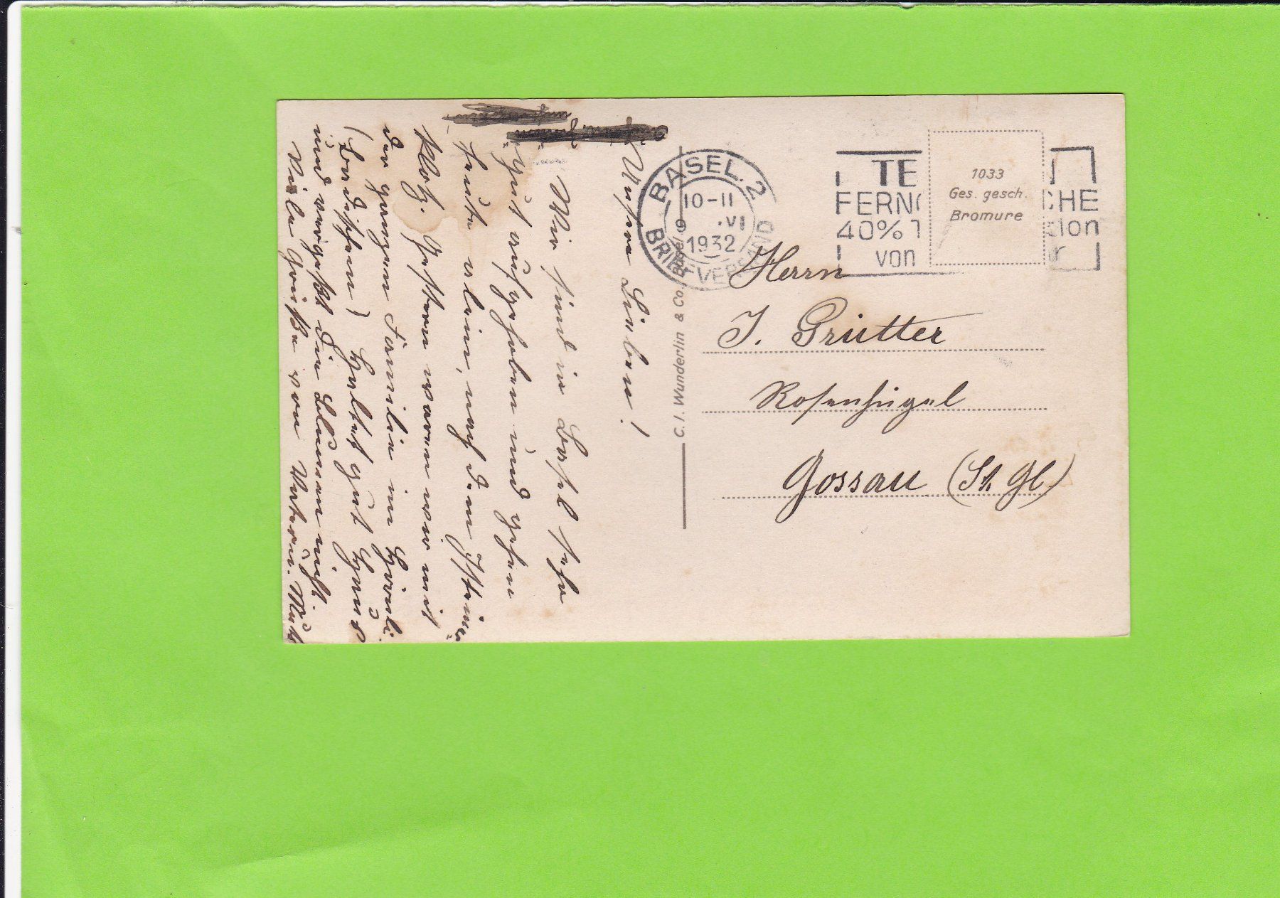 Cartoline postali: Basel-Centralbahnhof-Oldtimer – Usato da St. Peterzell venduto da neckertal 1