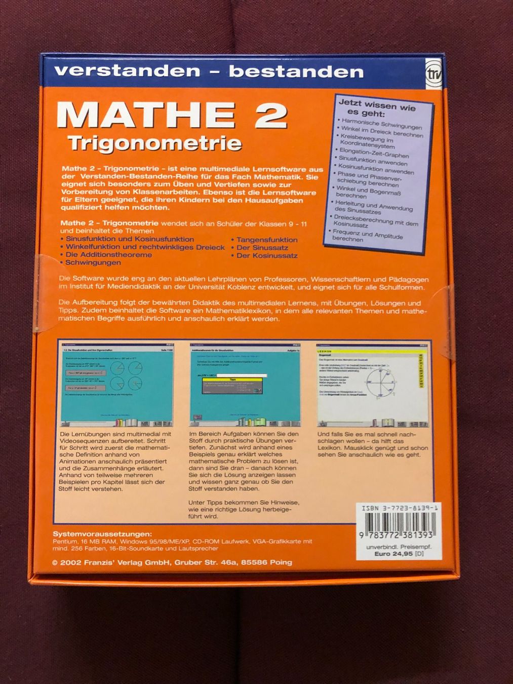 Software: MATHE 2 - Trigonometrie - Franzis CD-ROM - originalverpackt – Neu und originalverpackt aus Niederhasli von thozam 1