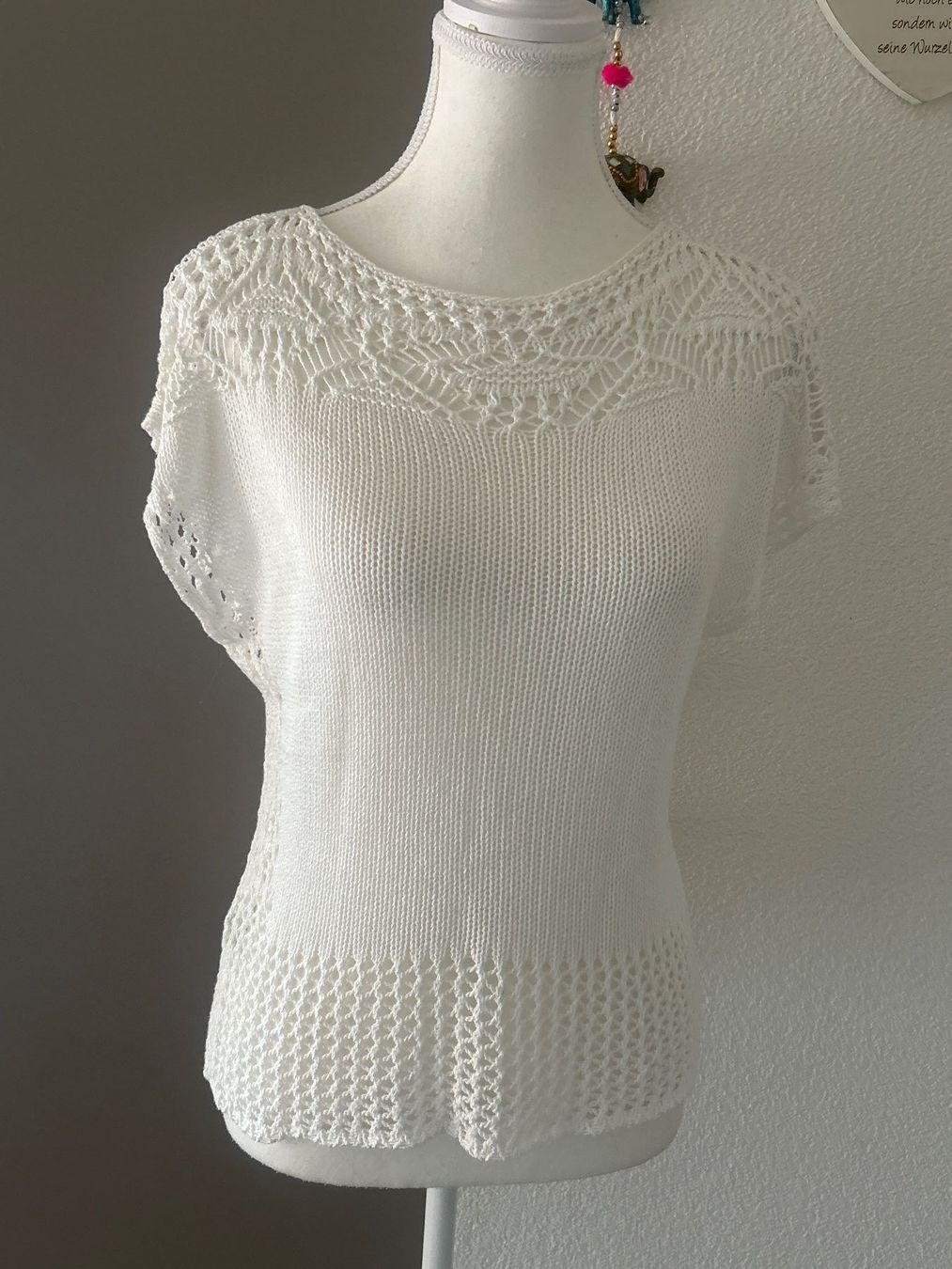 Maglioni & Felpe: Damen kurzarm Strickpulli weiss von Reel – Usato da Brunnen venduto da Nala2929 2