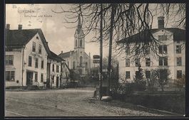 AK Menziken, Schulhaus und Kirche, 1915