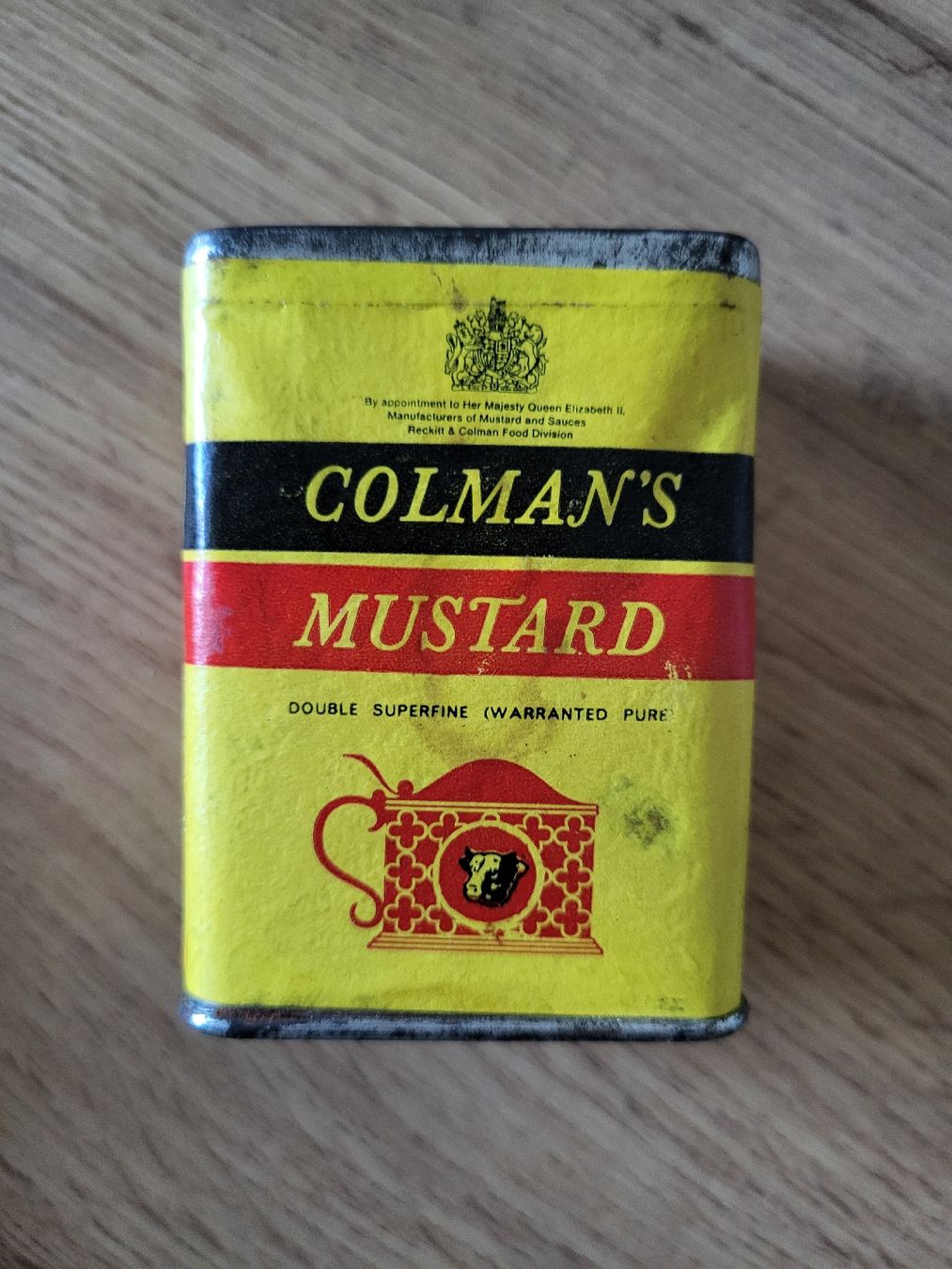 Zuckerdosen: Colman's Senfdose Blechdose Vintage Ungeöffnet – Neu und originalverpackt aus Allschwil von Uhrenbinz