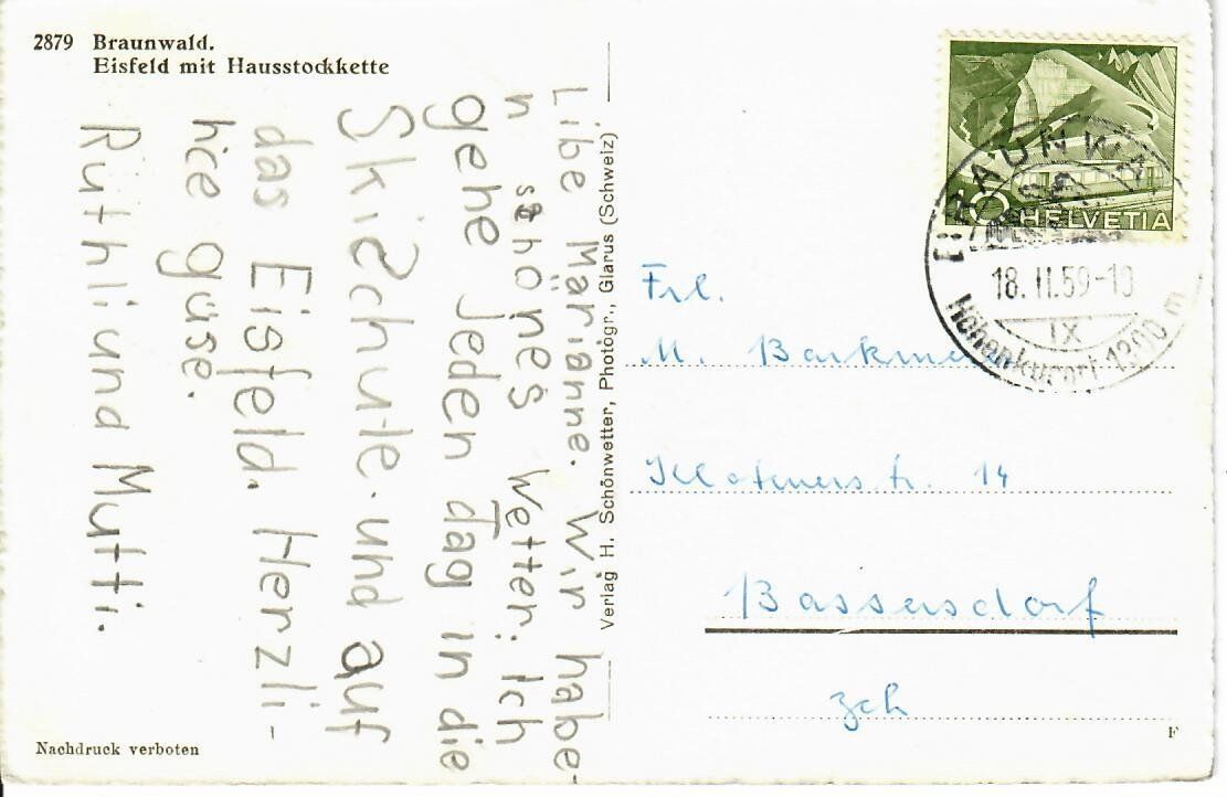 Cartoline postali: Braunwald - Eisfeld – Usato da Hochdorf venduto da Ziegel-16 1