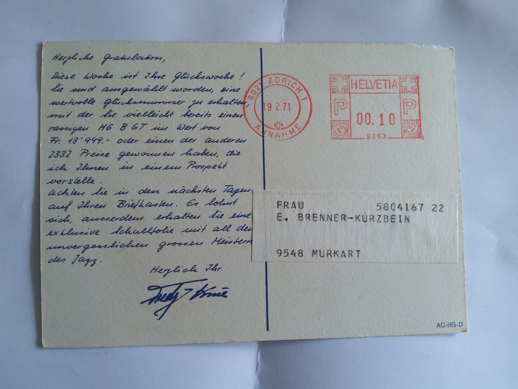 Cartoline postali: Zirkus Knie 1971 – Usato da Bischofszell venduto da Joachim-115 1
