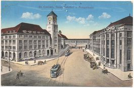 ST. GALLEN Neuer Bahnhof u. Postgebäude - Strassenbahn, Tram