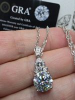 Collier argent avec diamant de moissanite de 3 ct certifié