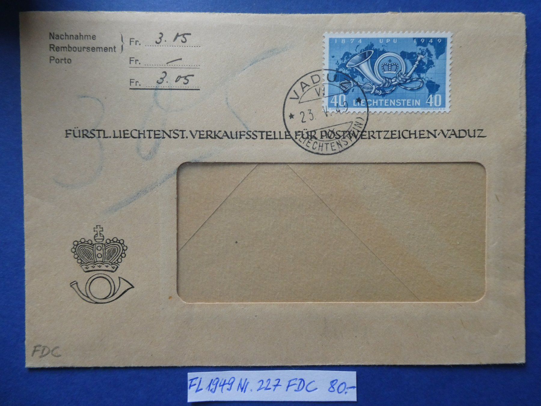 Tous les timbres: FL 1949 Nr. 227 FDC – D'occasion à Lausen par Herbamare01