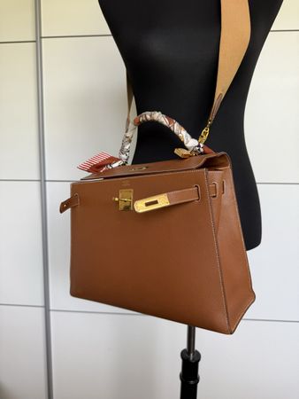 HERMÈS Kelly 32 Sellier / Courchevel inkl. Schulterriemen