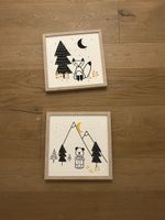 Lot de deux cadres décoratifs enfants motif animaux bois