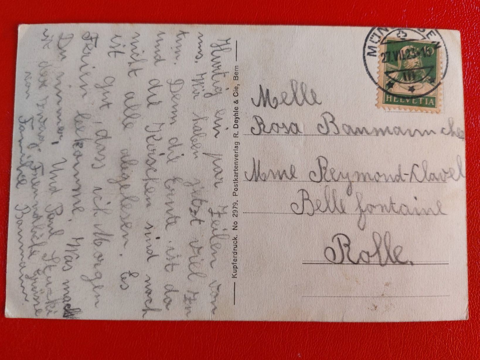 Cartoline postali: Münsingen 1923 ; Kirche – Usato da St-Légier-Chiésaz venduto da Theo006 1
