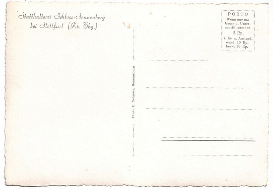 Cartoline postali: Statthalterei Schloss Sonnenberg – Usato da Frauenfeld venduto da POML 1