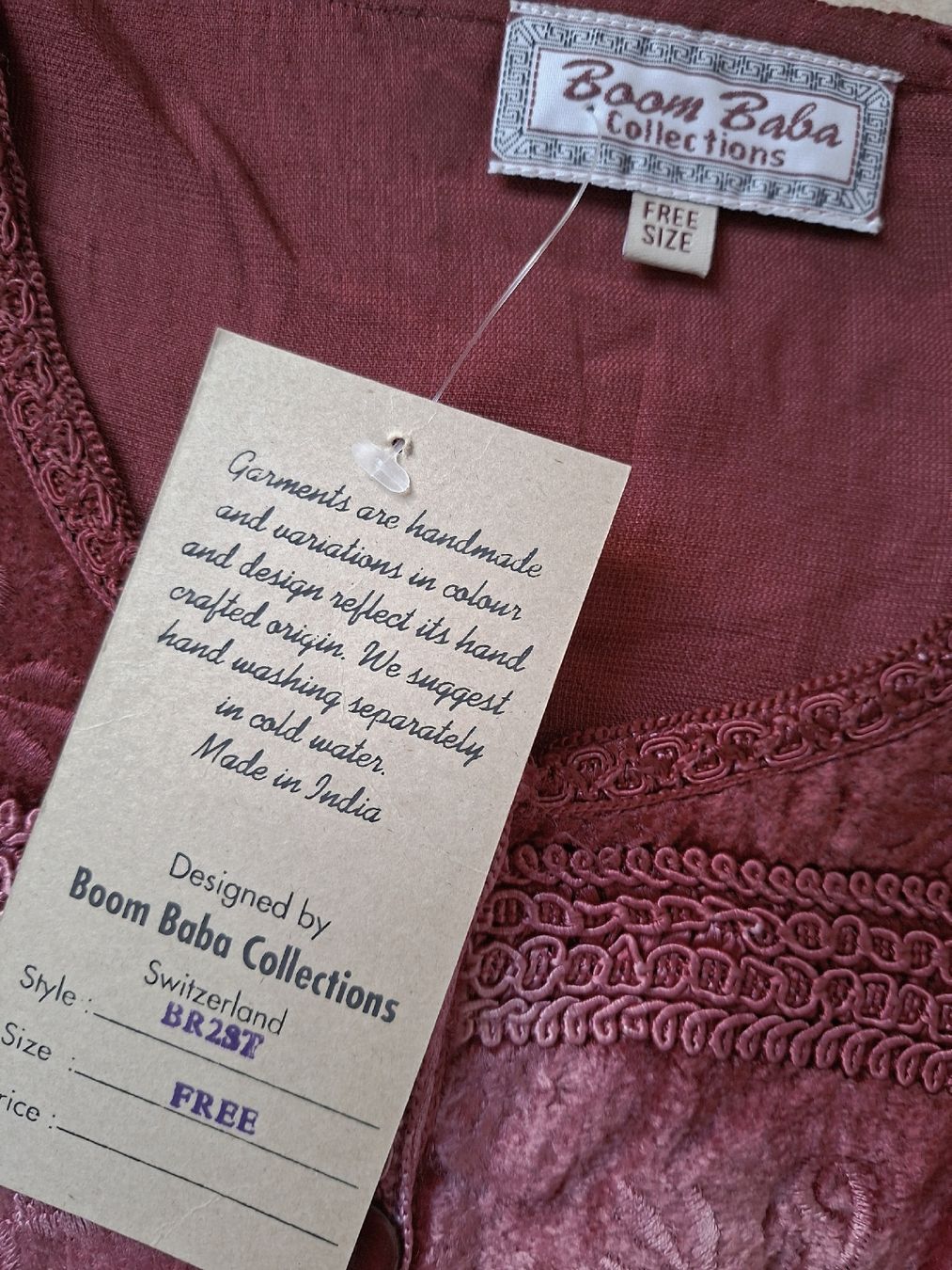 Boom Baba Camicette: Boom Baba Samt Bluse Viscose bestickt, rot-rosa ca. S, M – Nuovo (secondo la descrizione) da Klingnau venduto da vollmond36 6