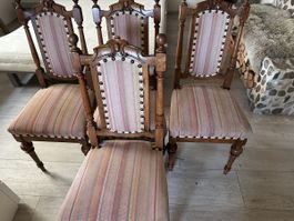 4x Antiker Stuhl mit Stoffbezug