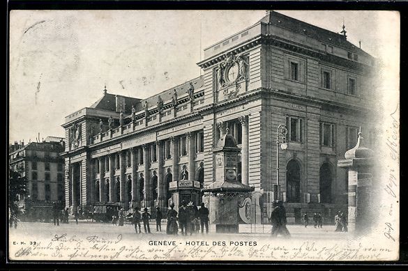 Cartoline postali: AK Geneve, Hotel des Postes, 1903 – Usato da Berlin venduto da bartko-reher