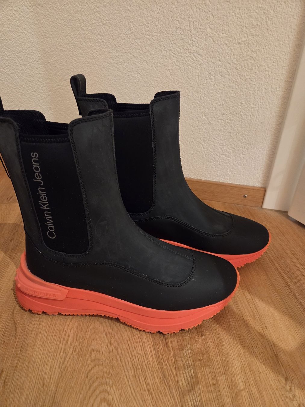 Calvin Klein Damenschuhe: Calvin Klein Jeans Stiefel schwarz orange – Neu (gemäss Beschreibung) aus rheineck von plumeria10 1