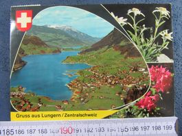 GRUSS AUS LUNGERN LUFTBILD ALPENBLUM ONW AK