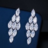 Marquise CZ^S Cut Gold Long Big Dangle Earrings Woman