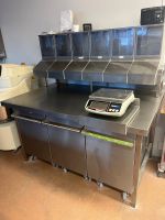 Étal professionnel acier inoxydable 6 bacs distributeurs
