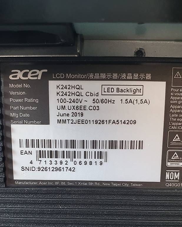 Acer Monitor: Moniteur Acer K242HQL  60cm 23.6" – Usato da Servion venduto da meno999 3