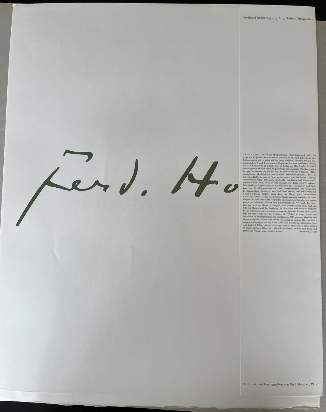 Grafica & Litografie: HODLER FERDINAND - Mappe mit 4 Original-Lithografien – Nuovo (secondo la descrizione) da Schübelbach venduto da artandstyle 2