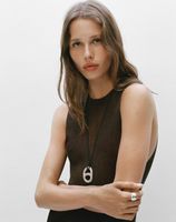 🤩MANGO NEUE KOLLEKTION HALSKETTE MIT ANHäNGER SILBER-STRASS