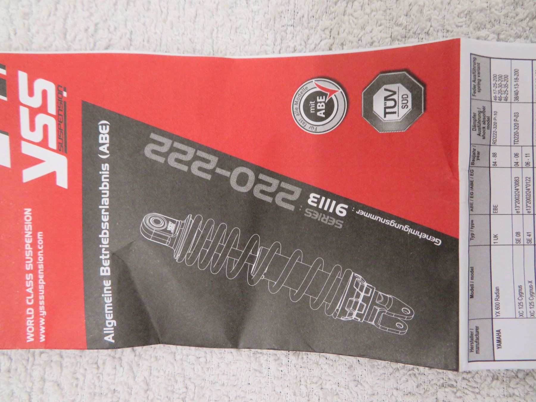 Yss Alle Motorradersatzteile: YSS Stossdämpfer 222-022 neu mit ABE – Neu und originalverpackt aus Wolfhausen von GSRicky 2