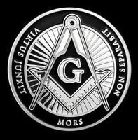 Münze FREIMAURER 3 silberfarben Freemason Zirkel Winkel