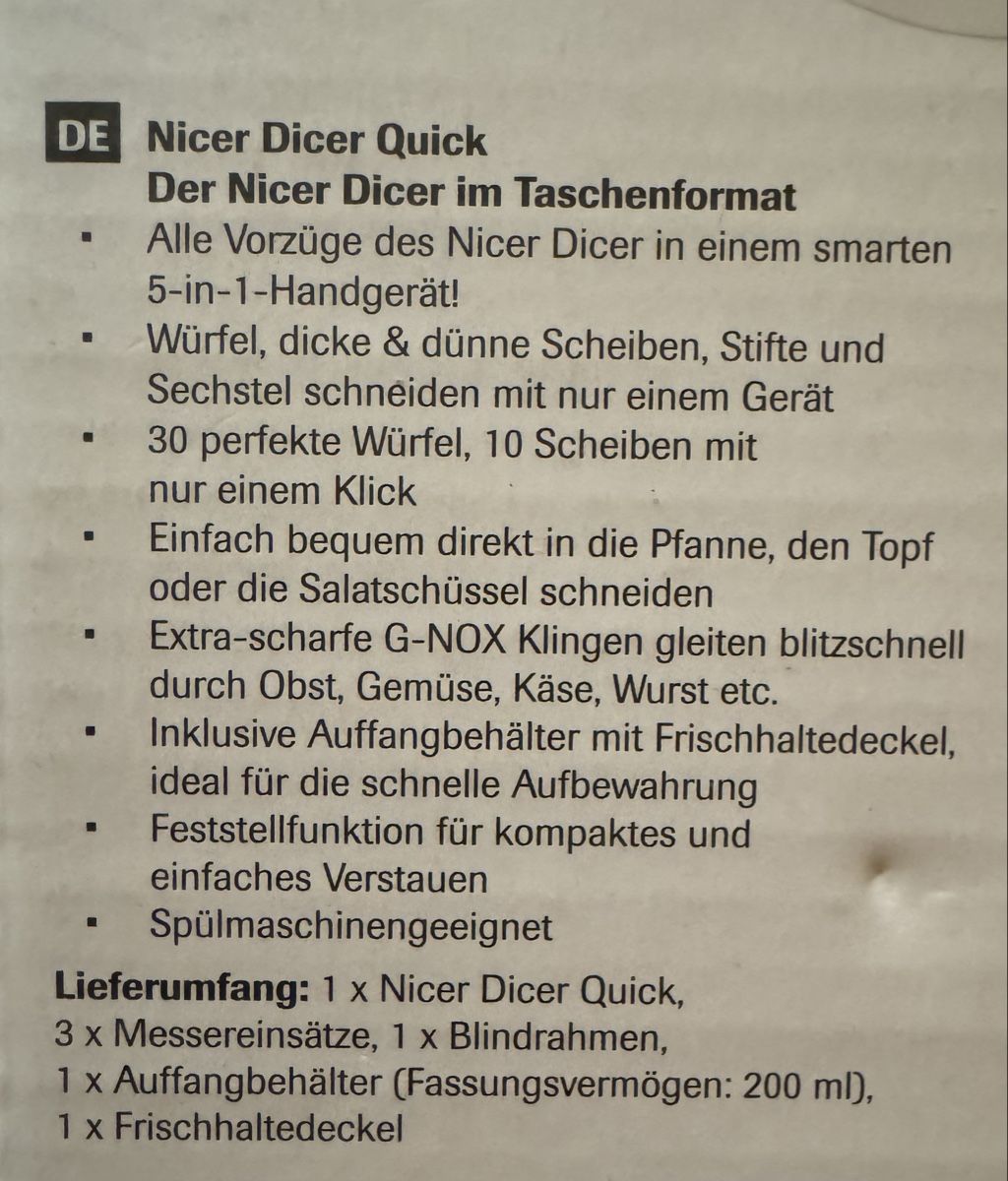 Elettrodomestici da cucina: Nicer Dicer Quick von Genius, 7-teiliges Set  – Nuovo e nell'imballaggio originale da Basel venduto da maulwurf012 3